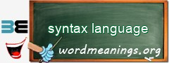 WordMeaning blackboard for syntax language